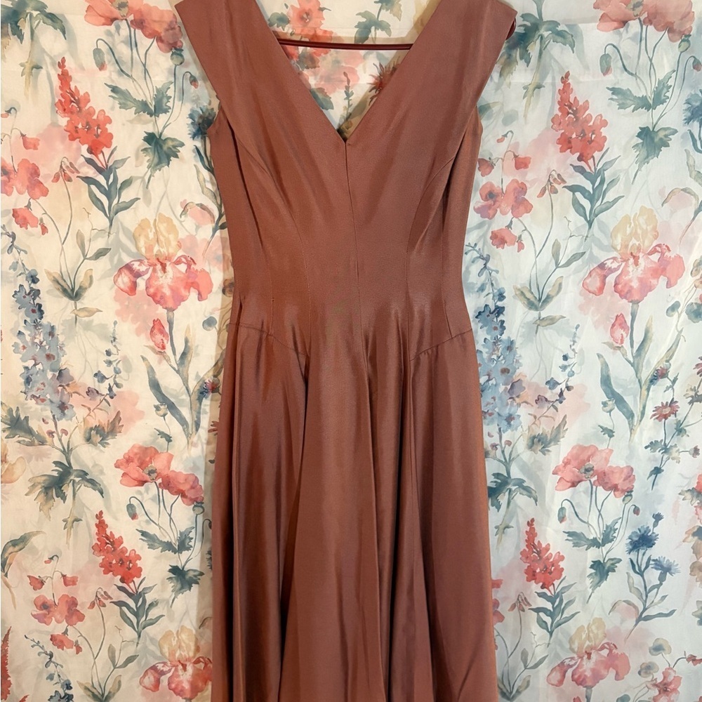 Vintage Homemade Elegant Brown/Pink Sleeveless Dress